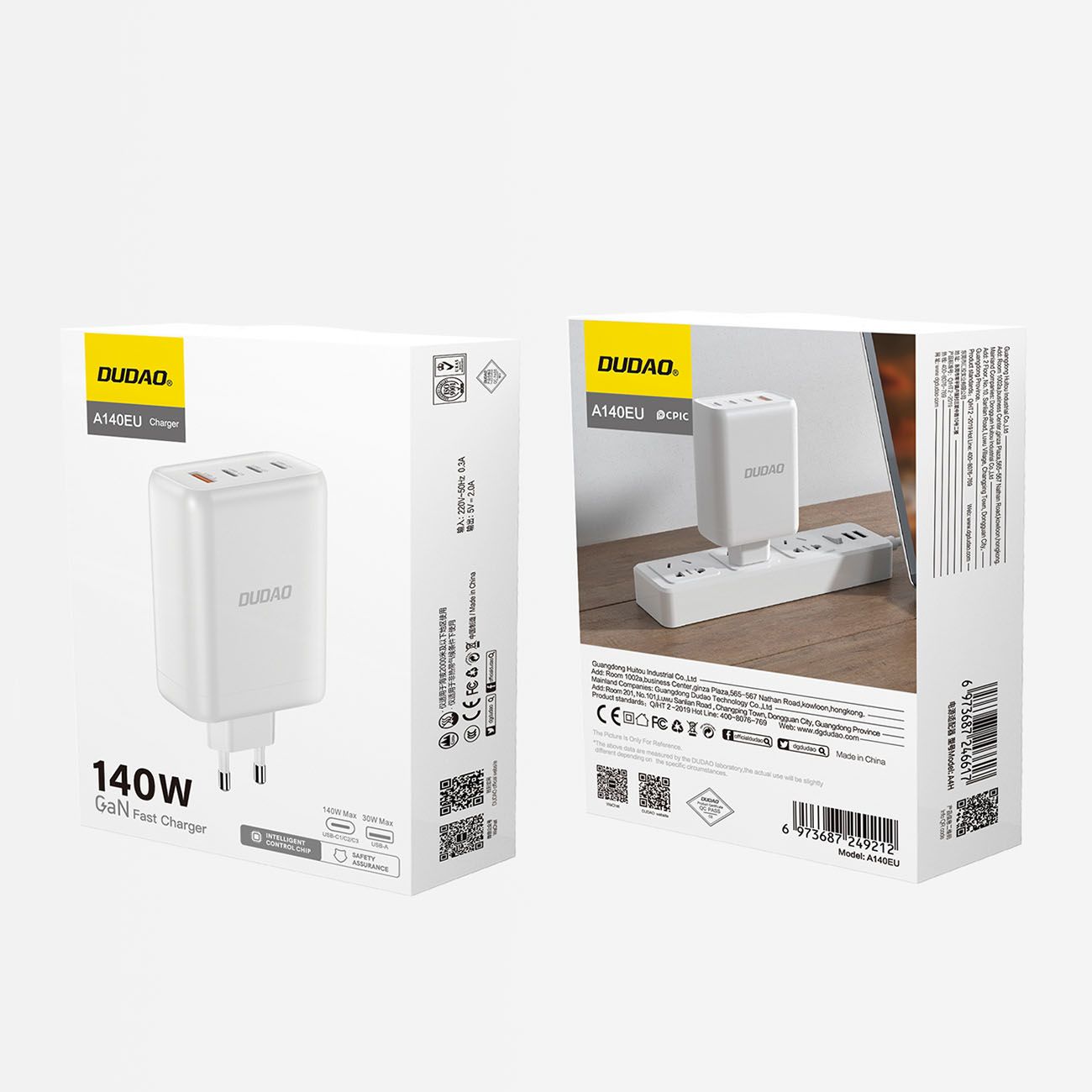 ładowarka sieciowa gan usb-a / 3x usb-c pd 140w biała