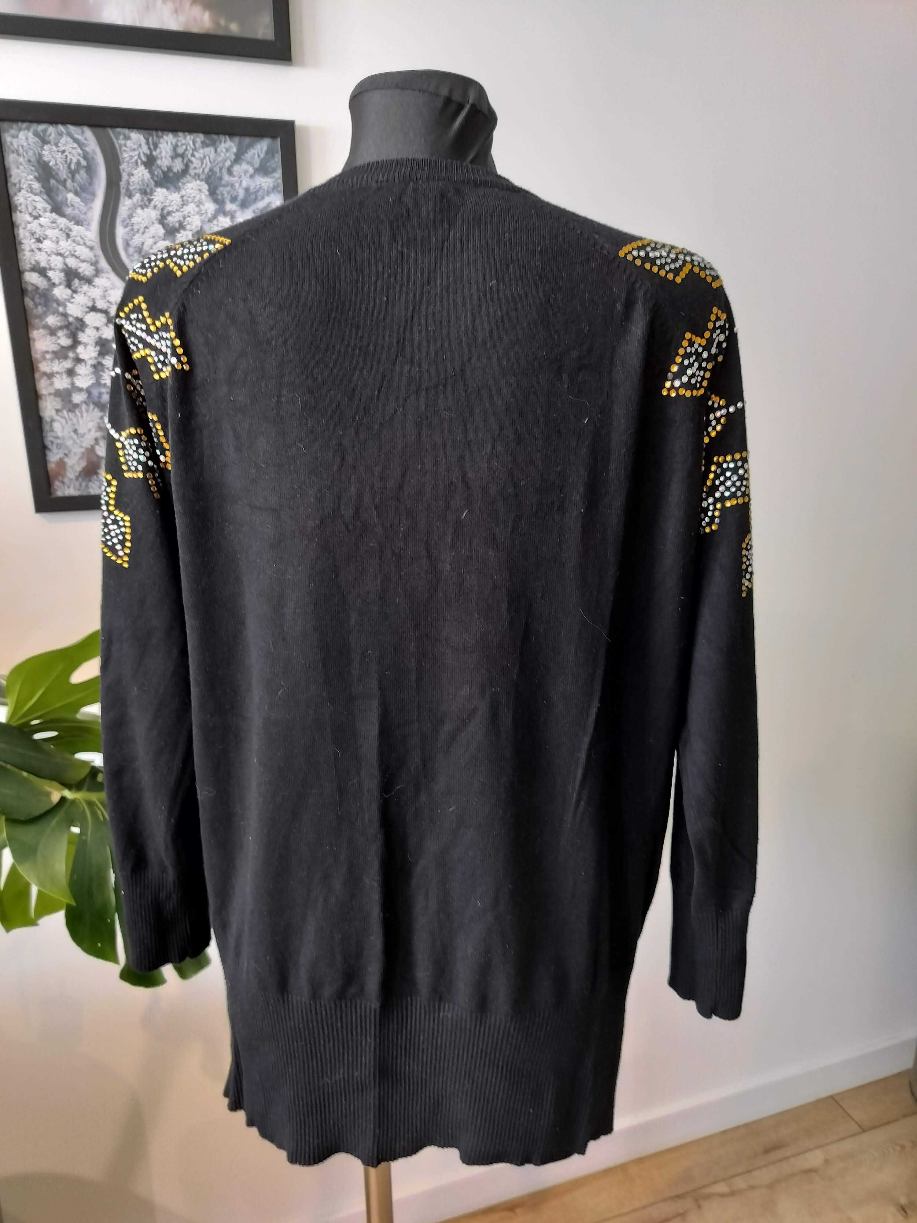 Sweter damski 44 wyjątkowy z efektowną aplikacją zamek