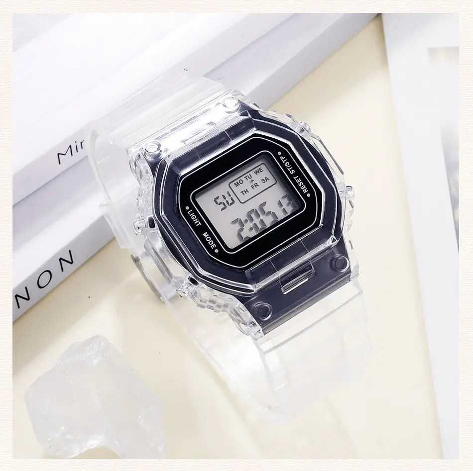 Sportowy zegarek elektroniczny retro  czarno-szare cyfrowe zegarki LED