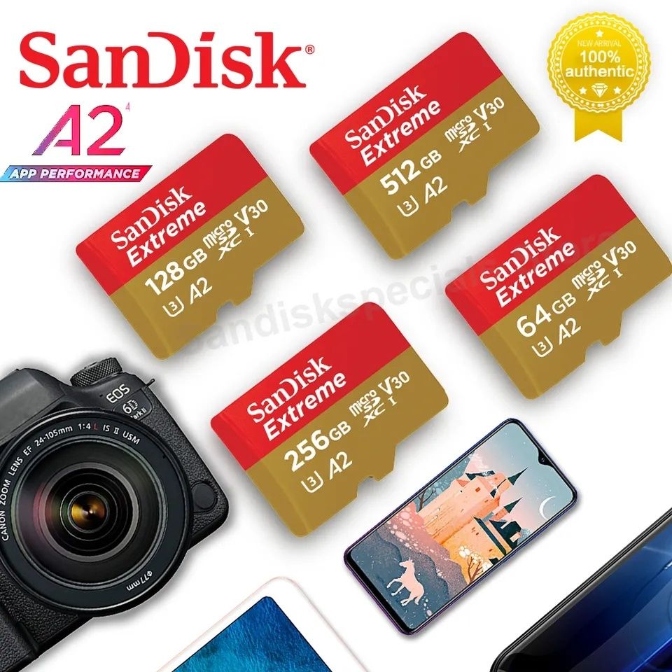 Карта памяти SanDisk Extreme microSDXC 256GB UHS-I U3 V30 A2