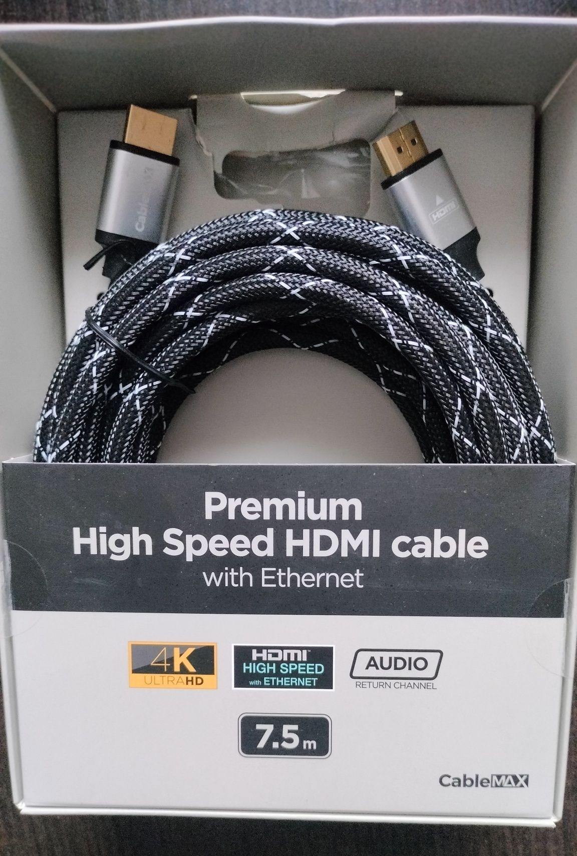 Kabel HDMI 4K High speed z Ethernetem 7.5 m.Powystawowy