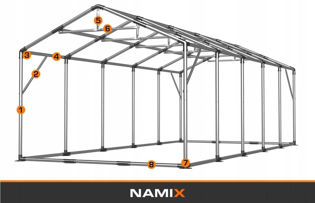 Namiot PRESTIGE 5x10-2,6m ogrodowy imprezowy garaż wzmocniony PVC 560g