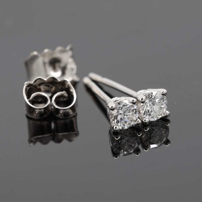 Złote kolczyki z brylantami 0.20ct białe złoto 18K