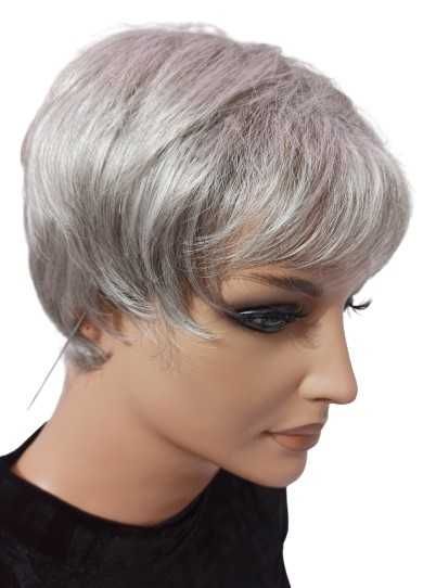 Krótka siwa peruka z grzywką LuCy -Nessaja wigs shop