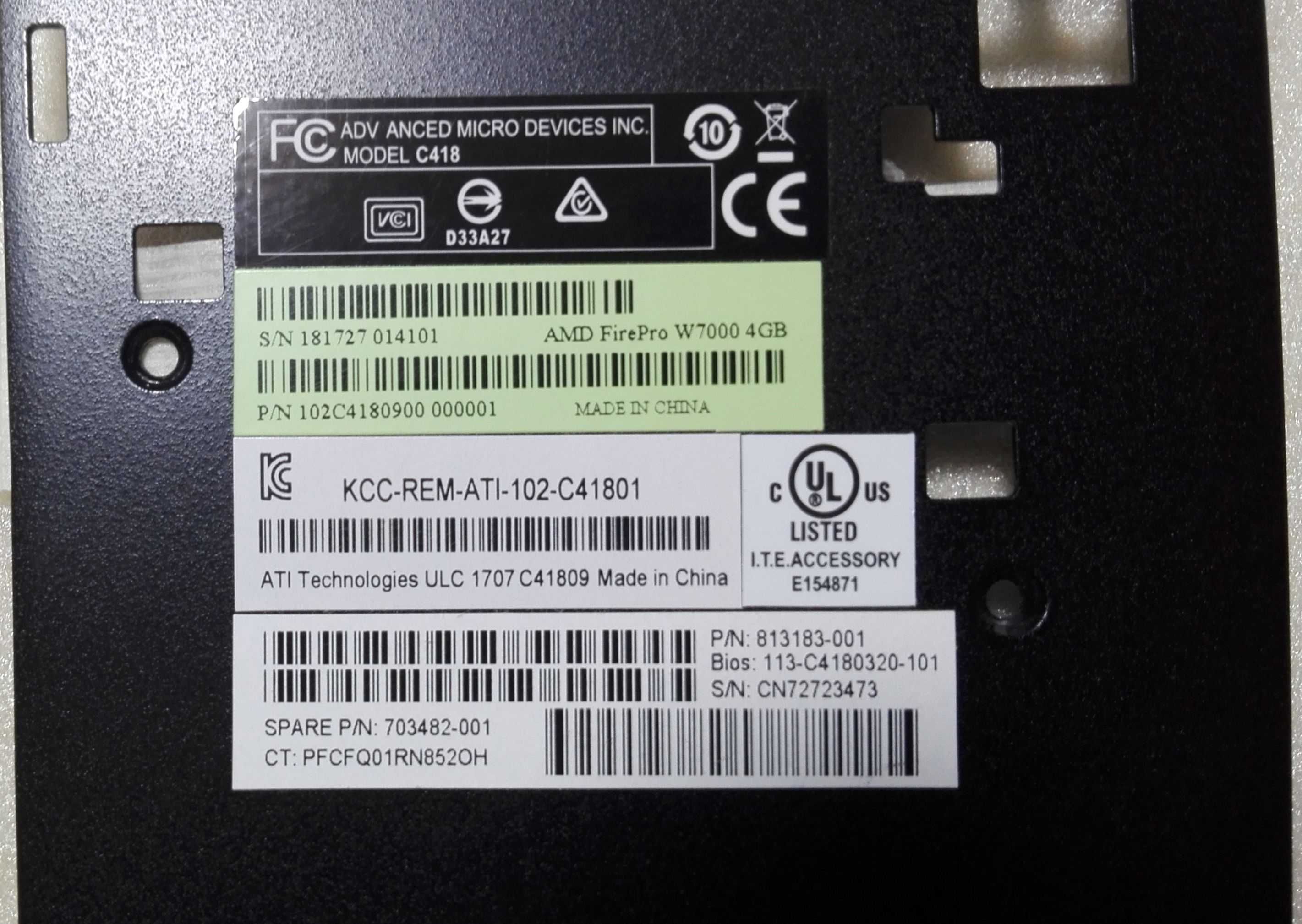 Placa gráfica Placa Firepro W7000 (avariada)