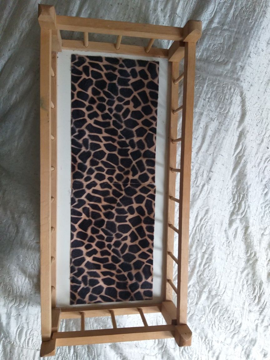 Duże drewniane łóżeczko 60×28 cm lala i miś w komplecie