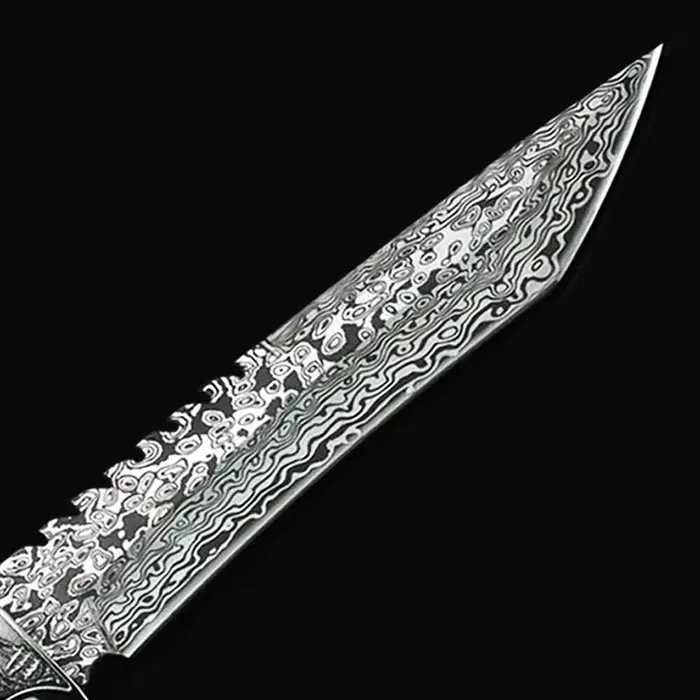 Nóż FINKA Myśliwski DAMAST Crystal TANTO kabura Malezjski DĄB