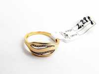 Złoty pierścionek 2 fale z cyrkoniami ażurowe złoto pr. 585 roz. 14
