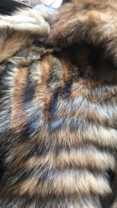 Futro futerko z lisa używane rude rozmiar 38 36 w paski długie