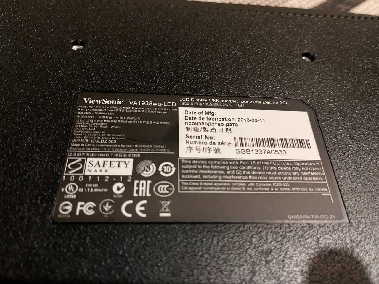 Монітор 19" ViewSonic VA1938WA-LED