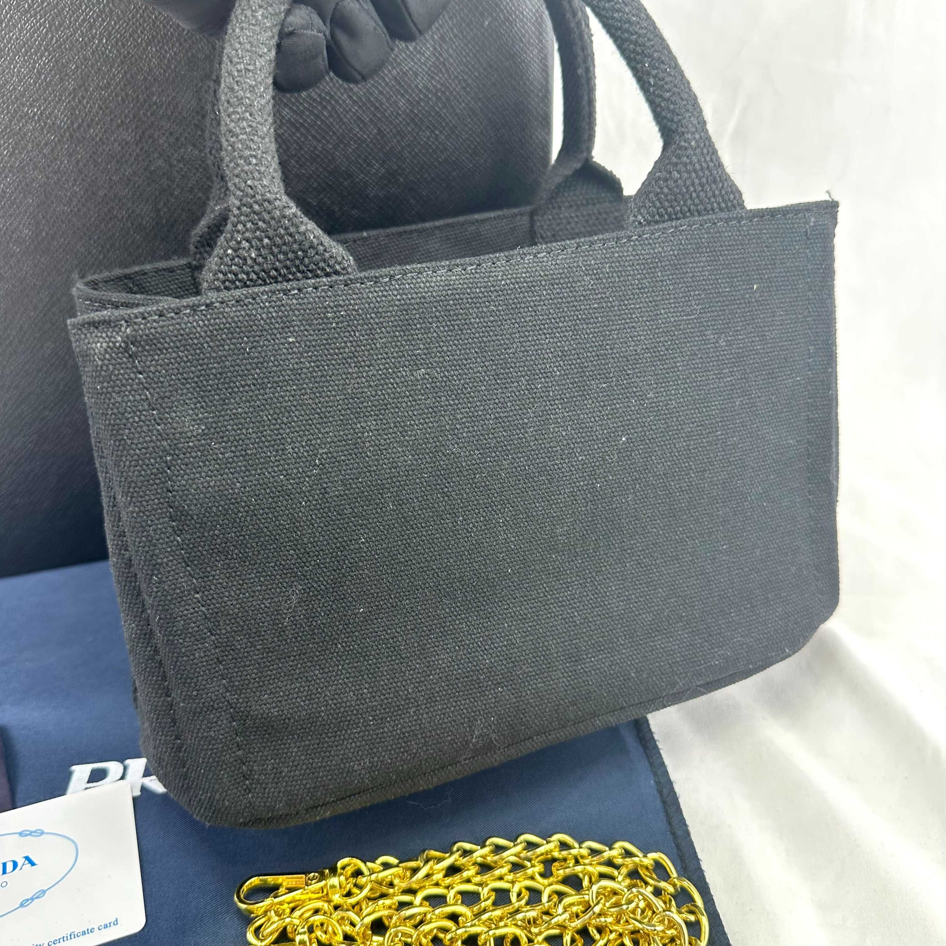 Torebka na ramię PRADA Mini Canapa z podwójnym łańcuszkiem