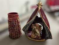 Presepio com vela + vela de decoracao