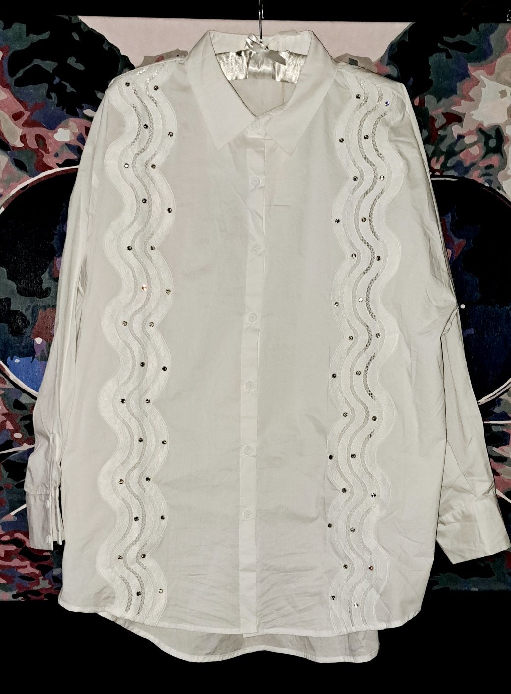Biała koszulowa bluzka duża nowa 100% bawełna