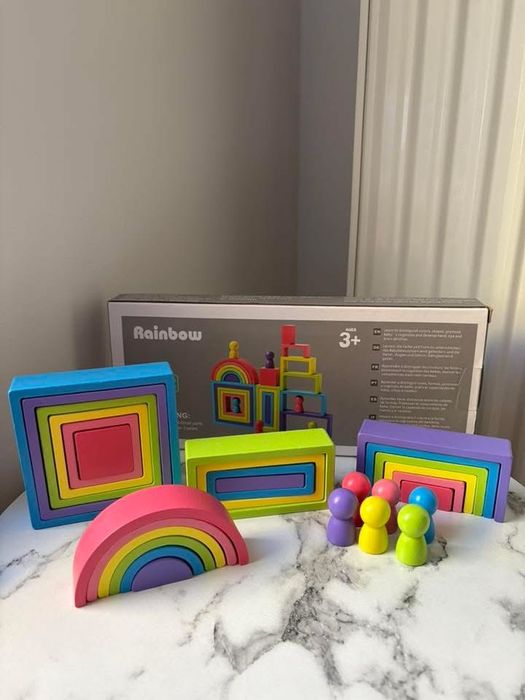 Nowa drewniana kolorowa ukladanka Montessori