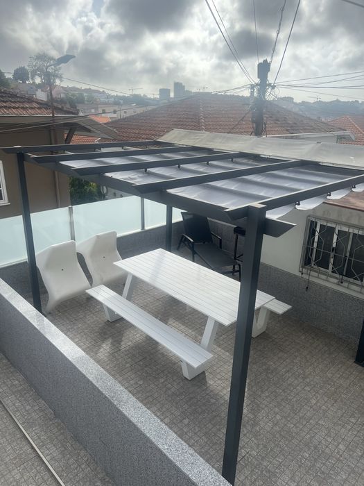 Mesa de jardim em aluminio lacado branco
