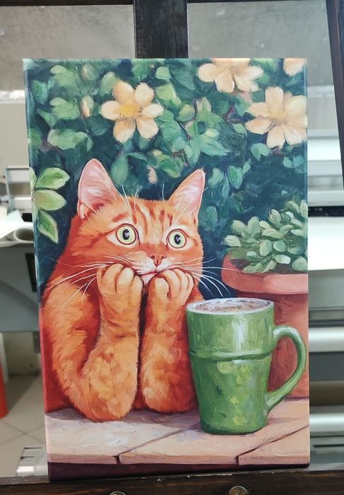 Картина  мини 20*30 см. "Котик с чашкой"