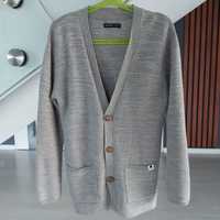 Sweter RESERVED kardigan 122 jak nowy szary elegancki dla chłopca