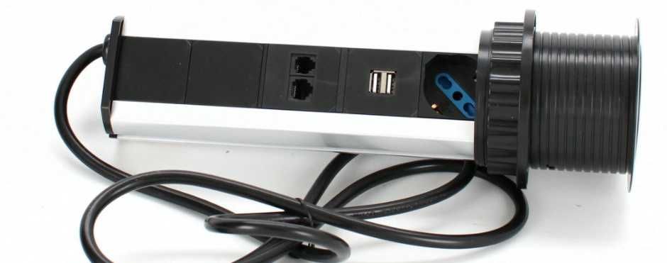 Link wpuszczana Listwa stołowa 2xUSB LAN RJ11 LAN