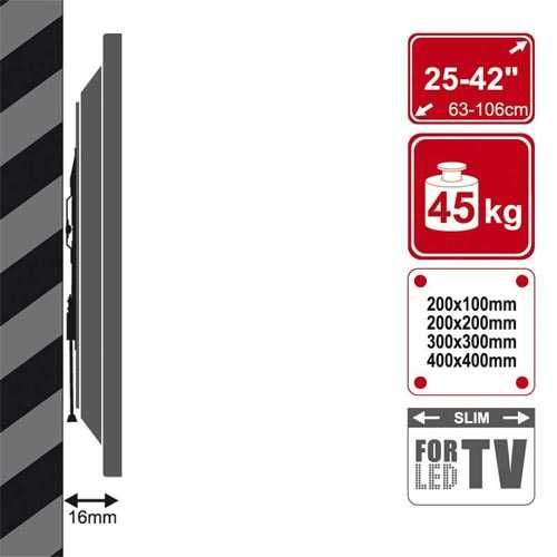 Uchwyt do TV 25"-42" 45 kg 4World 07460-BLK