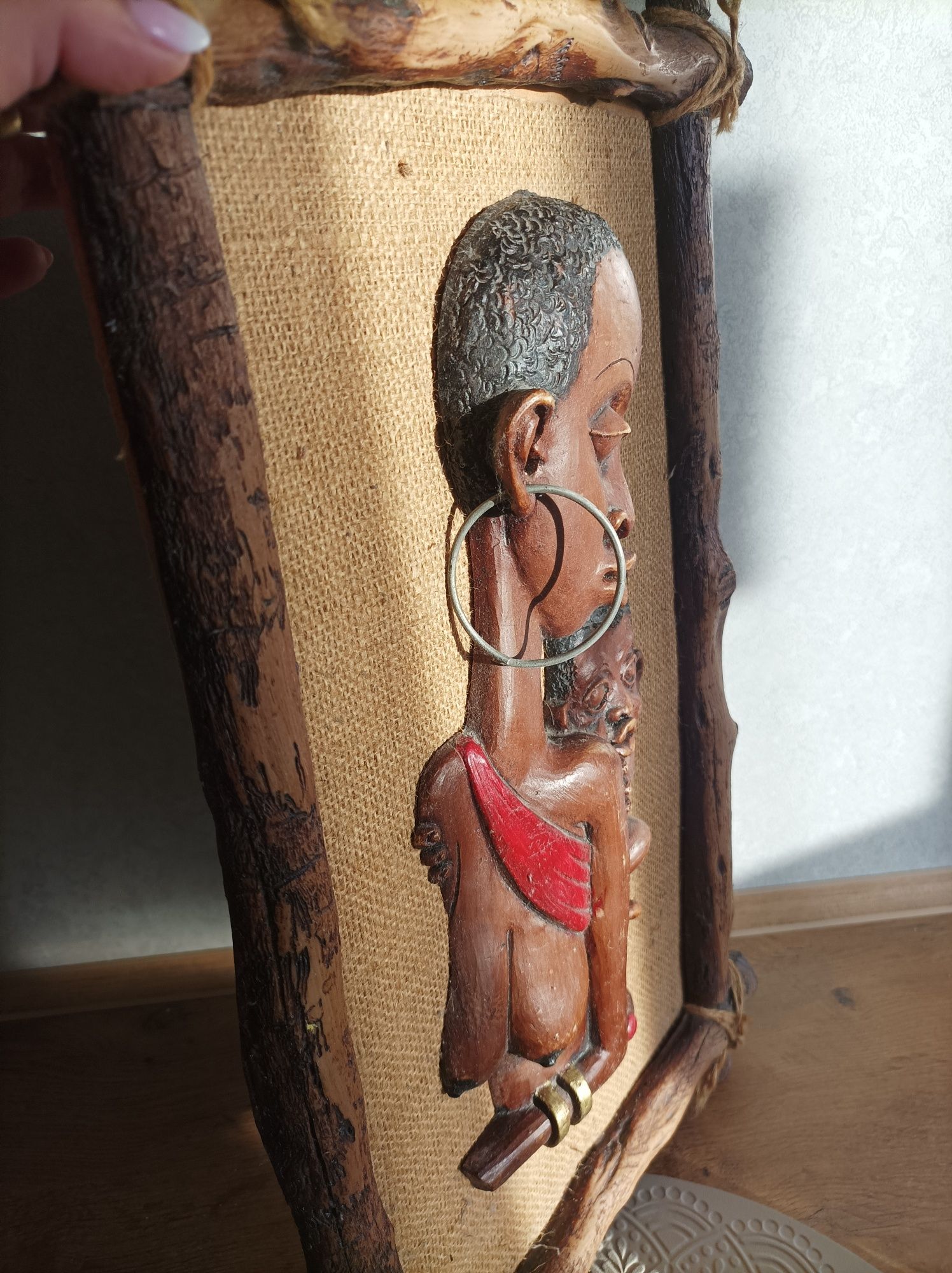 Obraz Murzynka z dzieckiem drewno