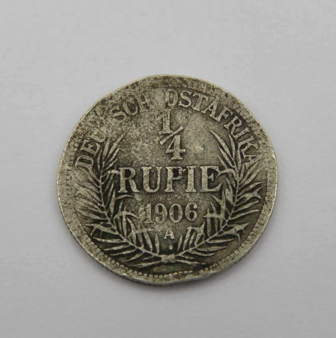 1906 German East Africa silver quarter rupie