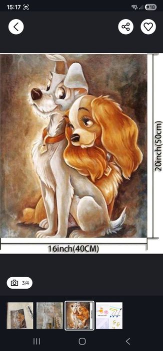 Malowanie po numerach, bez ramy- zakochany kundel