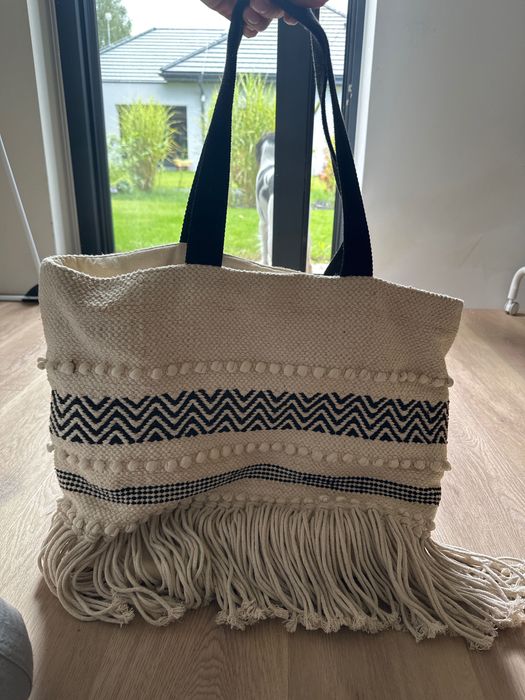 Duża torba plażowa letnia shopperka makrama bawełniana top secret