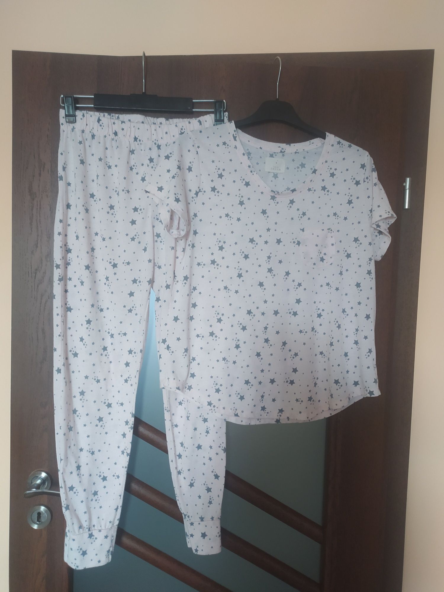 Piżama z krótkim rękawem komplet bluzka spodnie 38 M