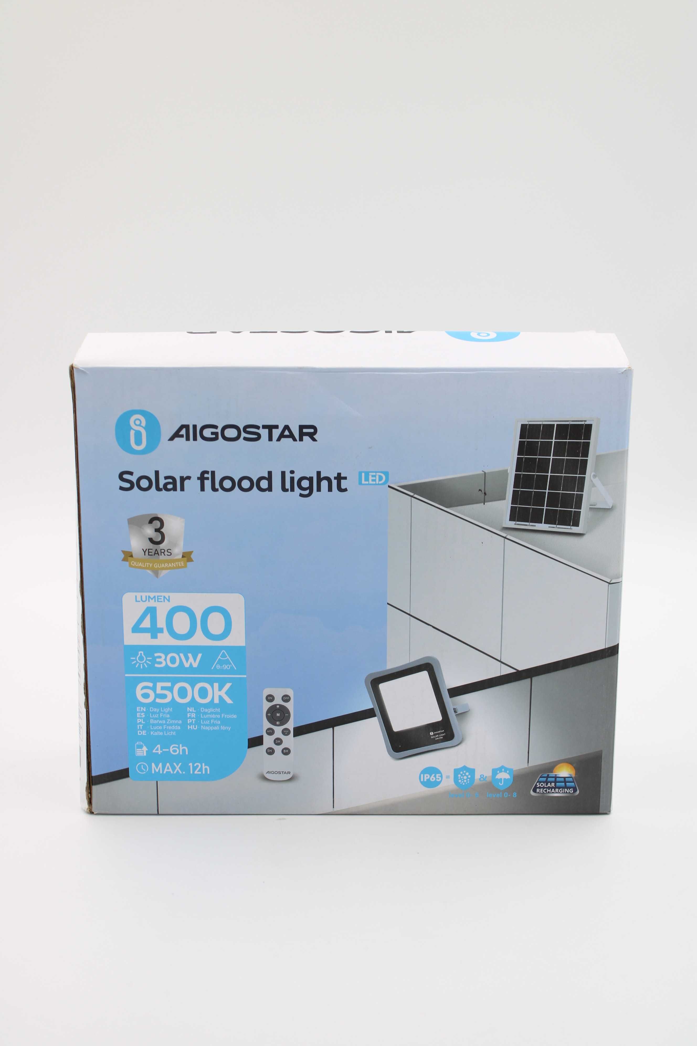 AIGOSTAR Halogen Naświetlacz solarny LED HQ Czarny 30W 400LM 6500K