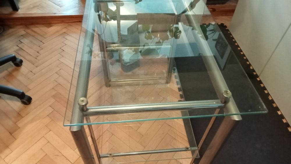 Stolik szklano aluminiowy