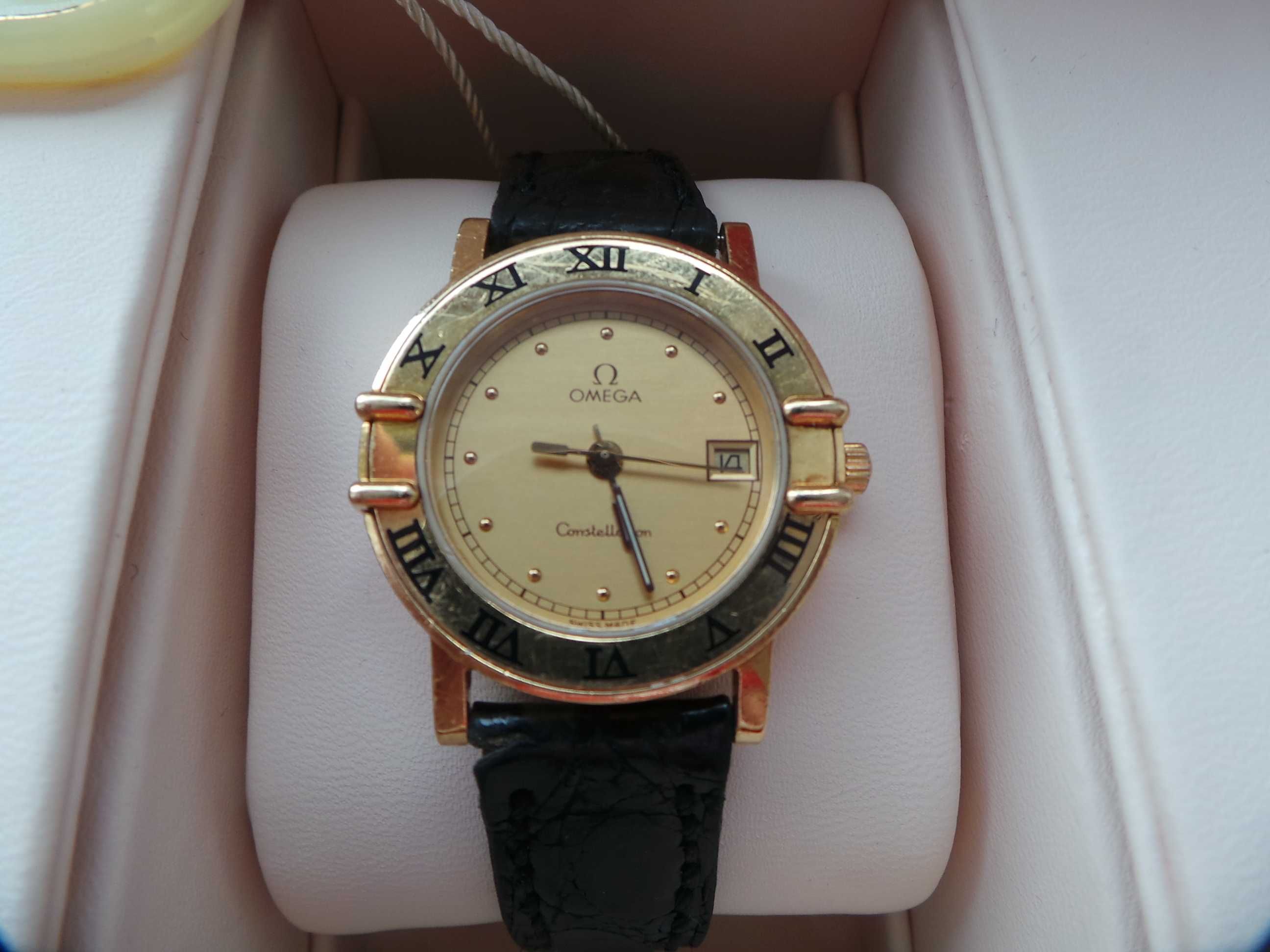 złoty zegarek omega constellation damski 18k
