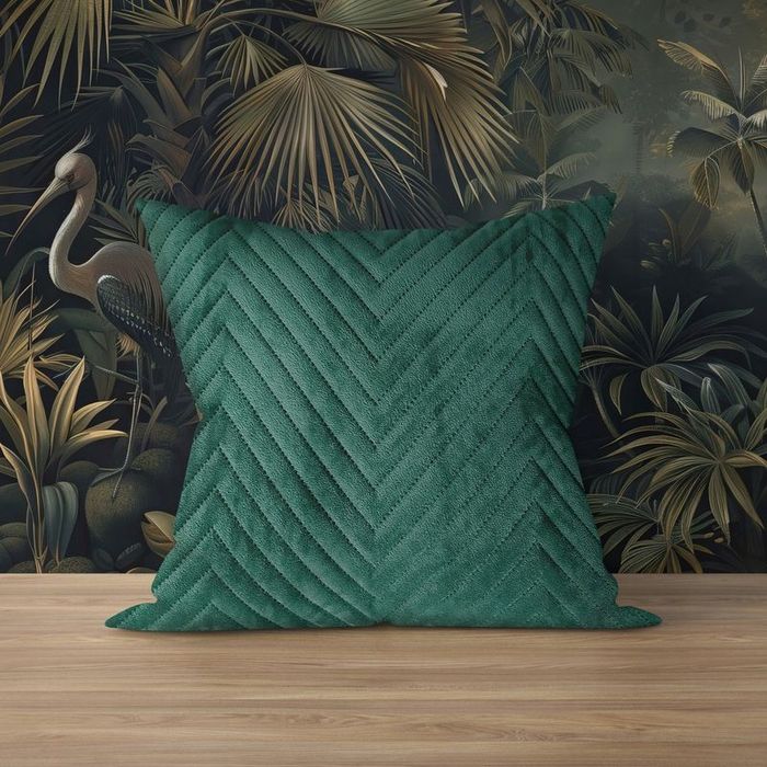 Poszewka na poduszę 45x45 Welurowa velvet pluszowa Jodełka Caden Zielo