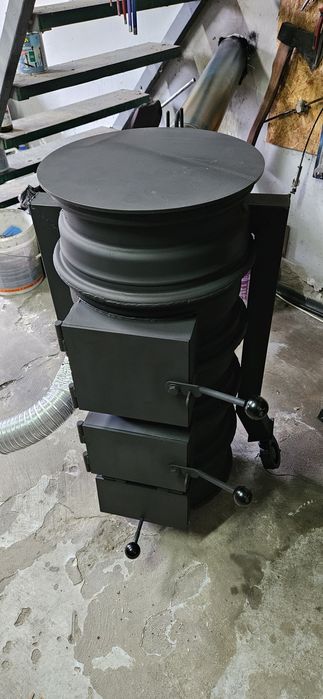 Piecyk do garażu z szamotem + nawiew na gorące powietrze.