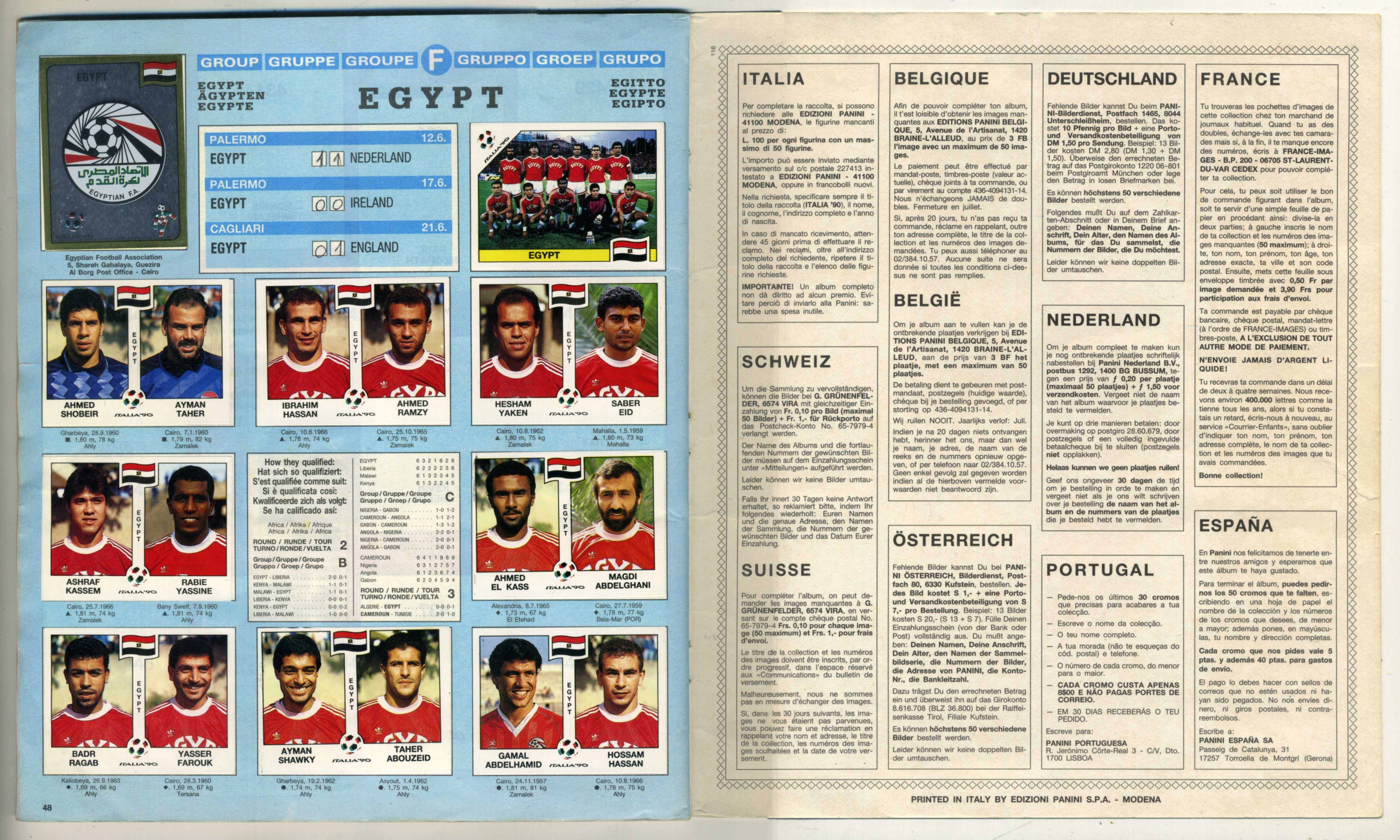 caderneta de cromos Italia '90, Panini