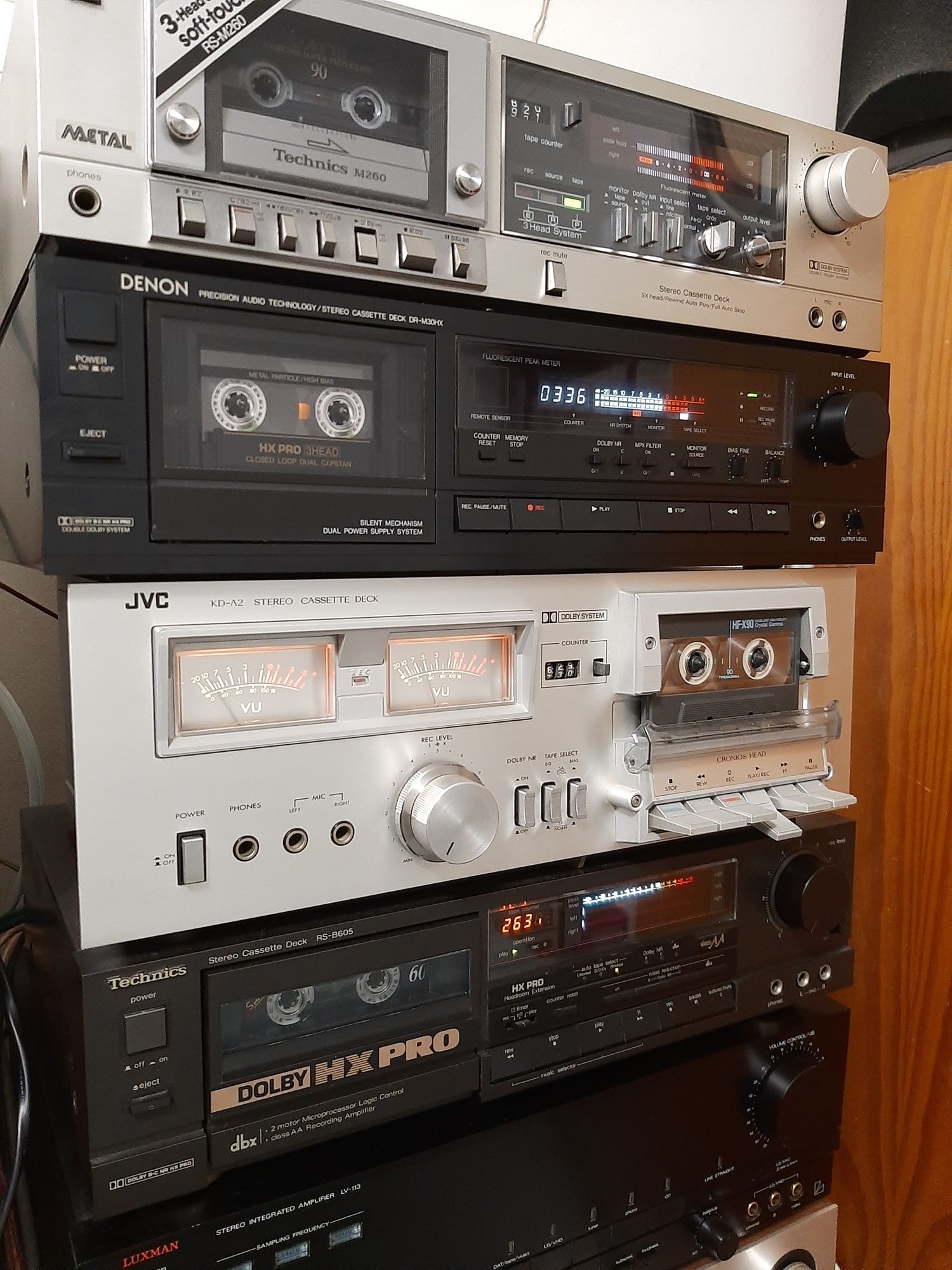 TECHNICS DENON JVC DECK CASSETES receiver