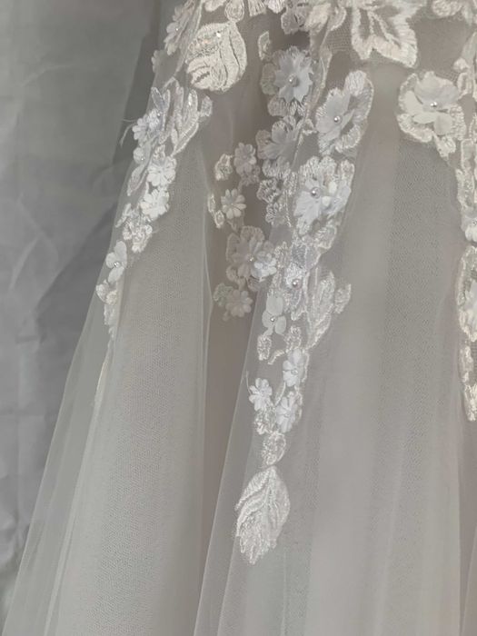 Nowa suknia ślubna 38/40 M/L boho-luxe hafty Princessa szampańska biel