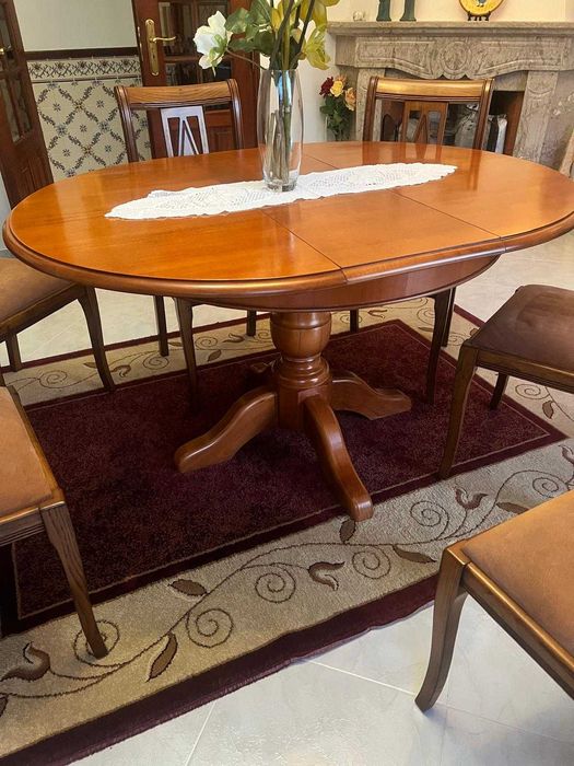 Mesa sala redonda madeira cerejeira