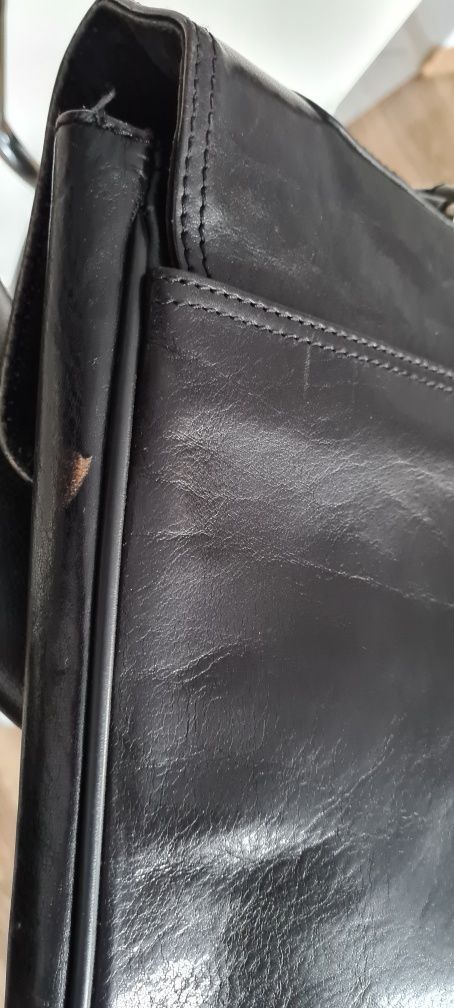 Aktówka męska torba skórzana ochnik. Czarna. Męska