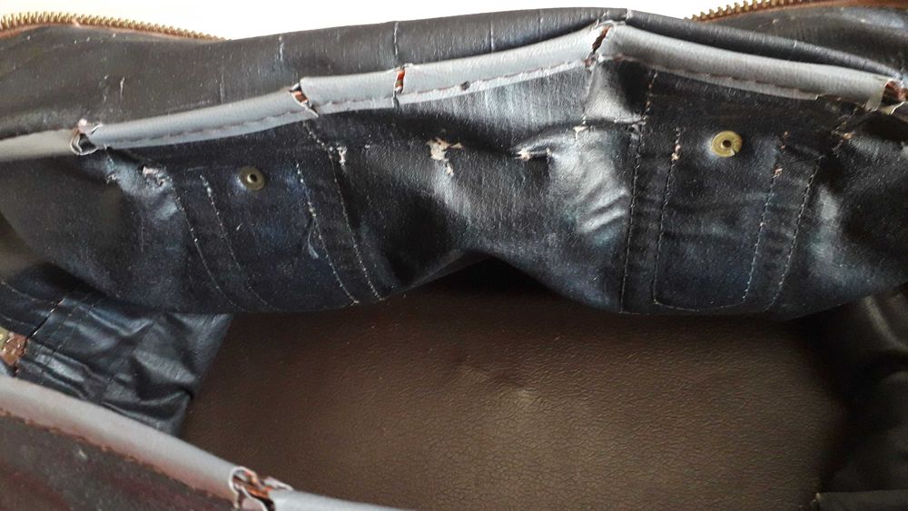 Torba podróżna vintage w kratę z okresu PRL