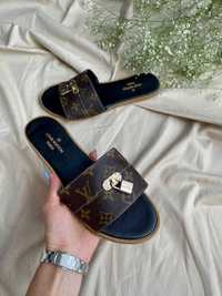 АКЦІЯ! Жіночі шльопанці Louis Vuitton Lock Slides ‘Brown’ (36 р.)