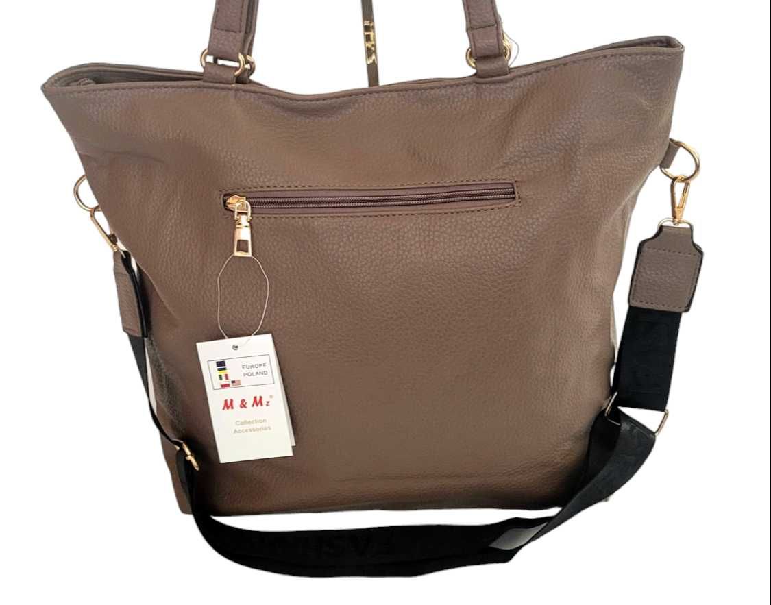 Torebka damska Fashion&Bags skóra ekologiczna damska SHOPPER RAMIĘ Beż