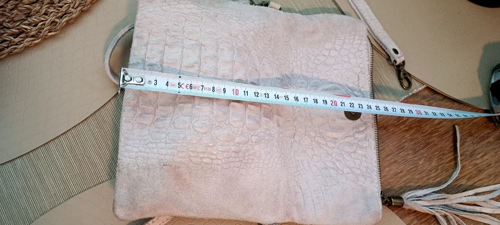 Torebka mała skórzana kopertówka listonoszka