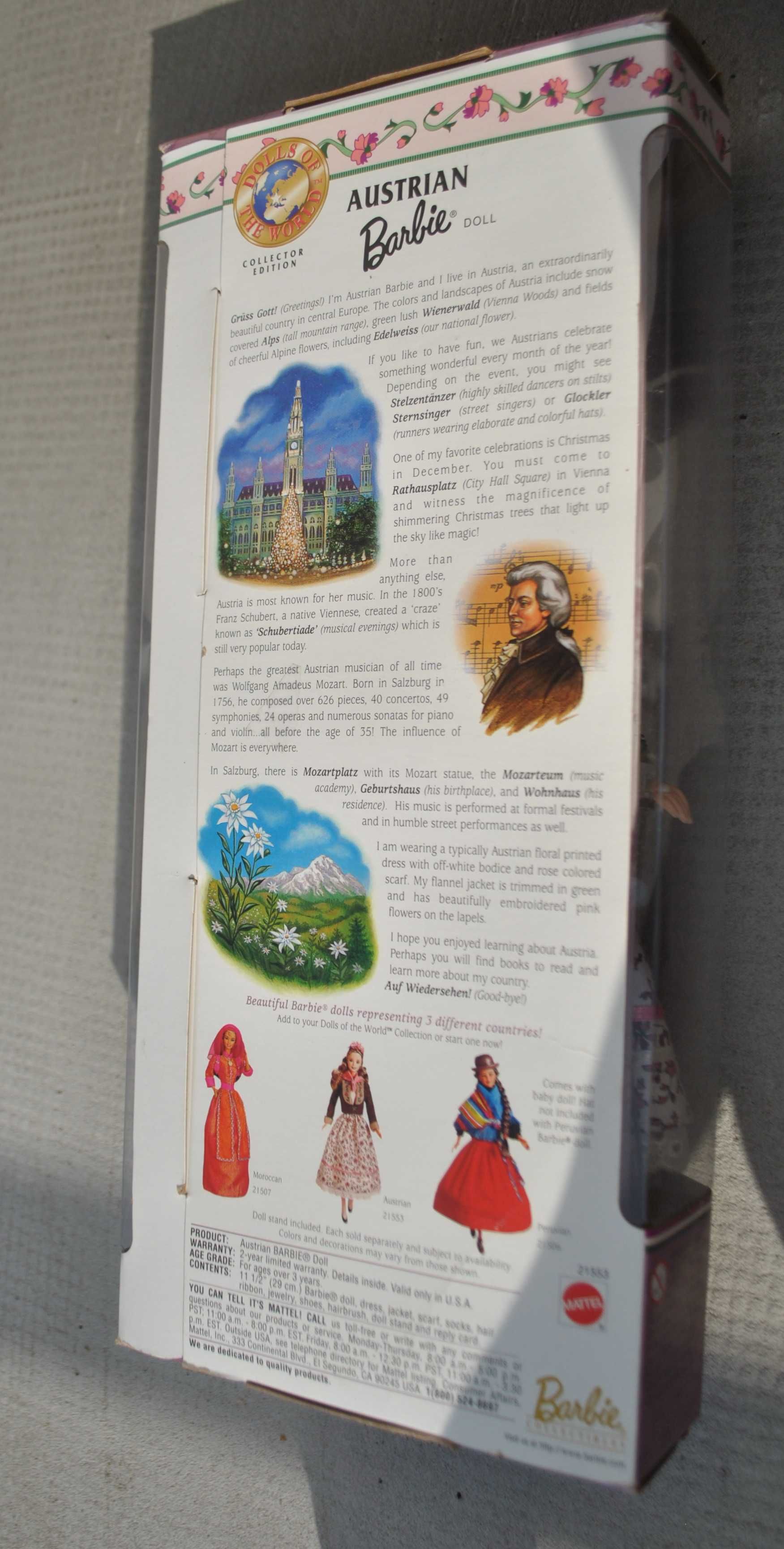 lalka barbie Dolls of the World Austrian 1998 Mattel