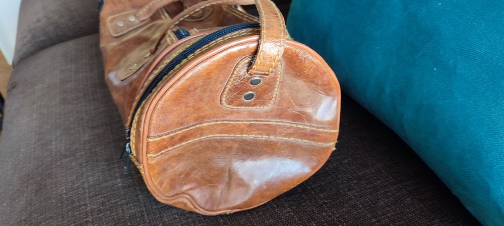 Saco de Desporto ou Viagem, em Couro, Pele Genuína