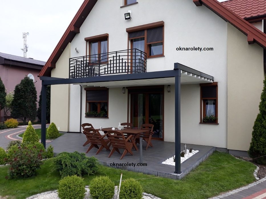 Pergola tarasowa 350x400 NA WYMIAR antracyt 10 tkanin napęd Somfy