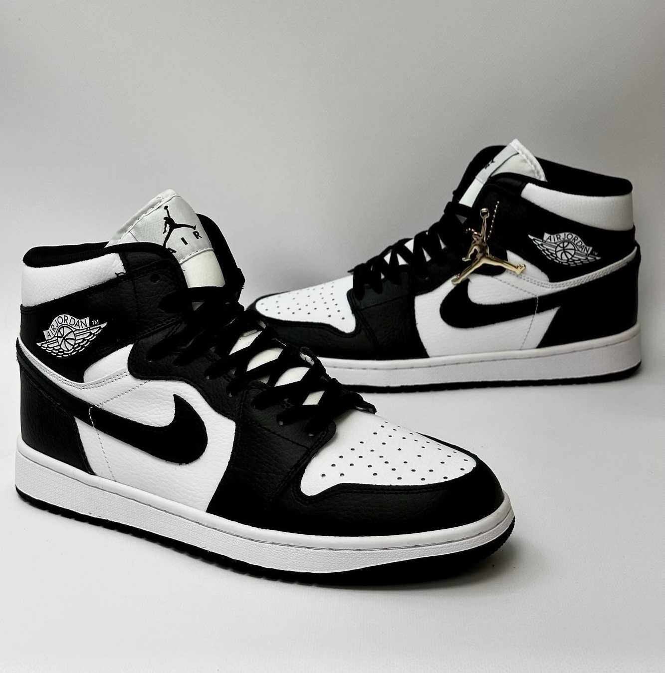 Мужские Кроссовки Найк Air Jordan черно белые высокие Nike