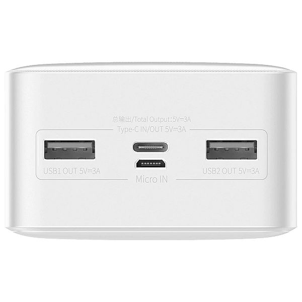 Baseus Bipow powerbank z wyświetlaczem 30000mAh 15W biały (Overseas Ed