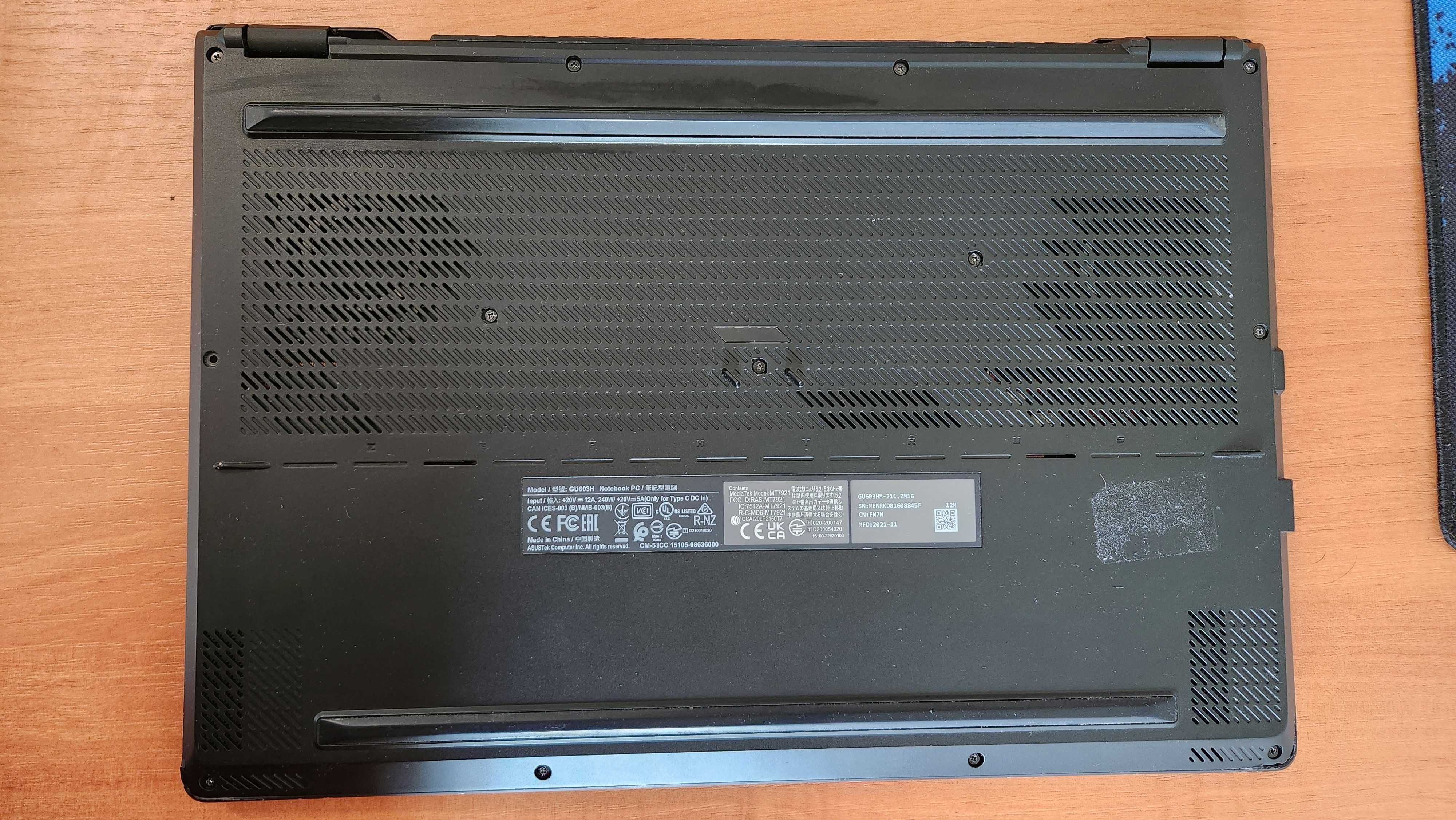 Ноутбук ASUS ROG Zephyrus M16 GU603H ігровий Core i9 RTX 3060 40gb ram