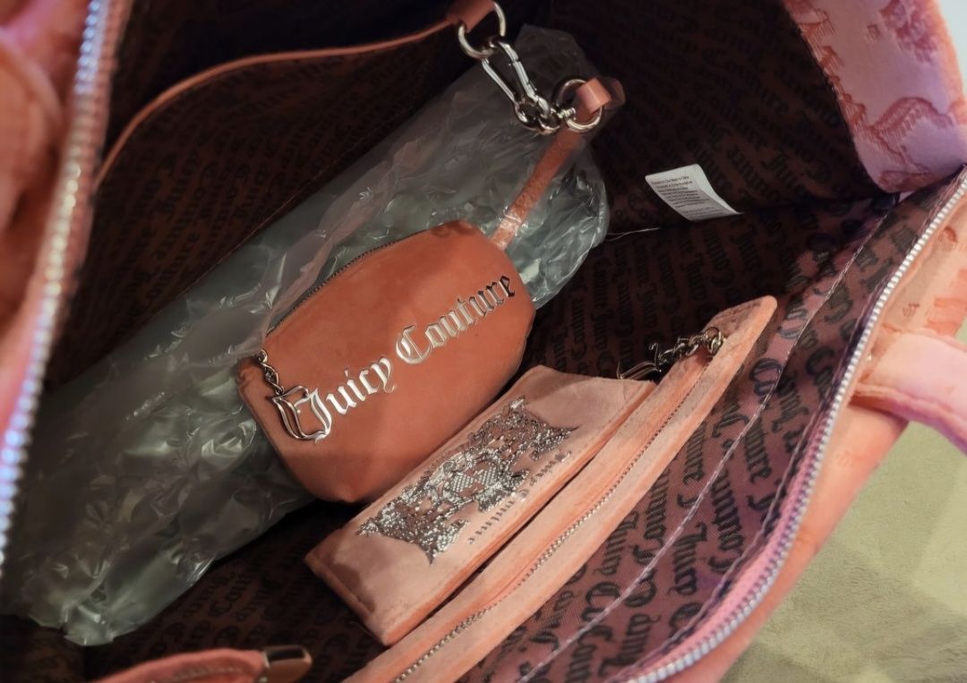 Torebka Damska Shopper Bag Welurowa Juicy Couture