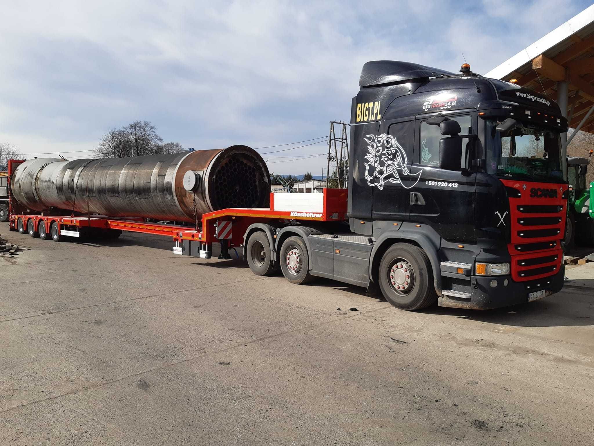 Transport maszyn, laweta niskopodwoziowa, przerzuty maszyn podczołgówa